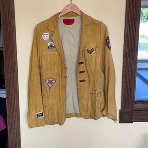 Fulop yellow leather jacket with patches